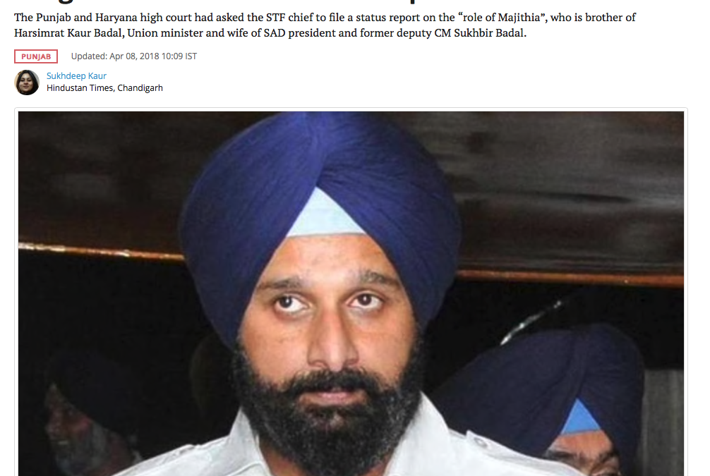 Bikram Majithia had a role in facilitating supply of drugs to Canadian NRIs- STF report