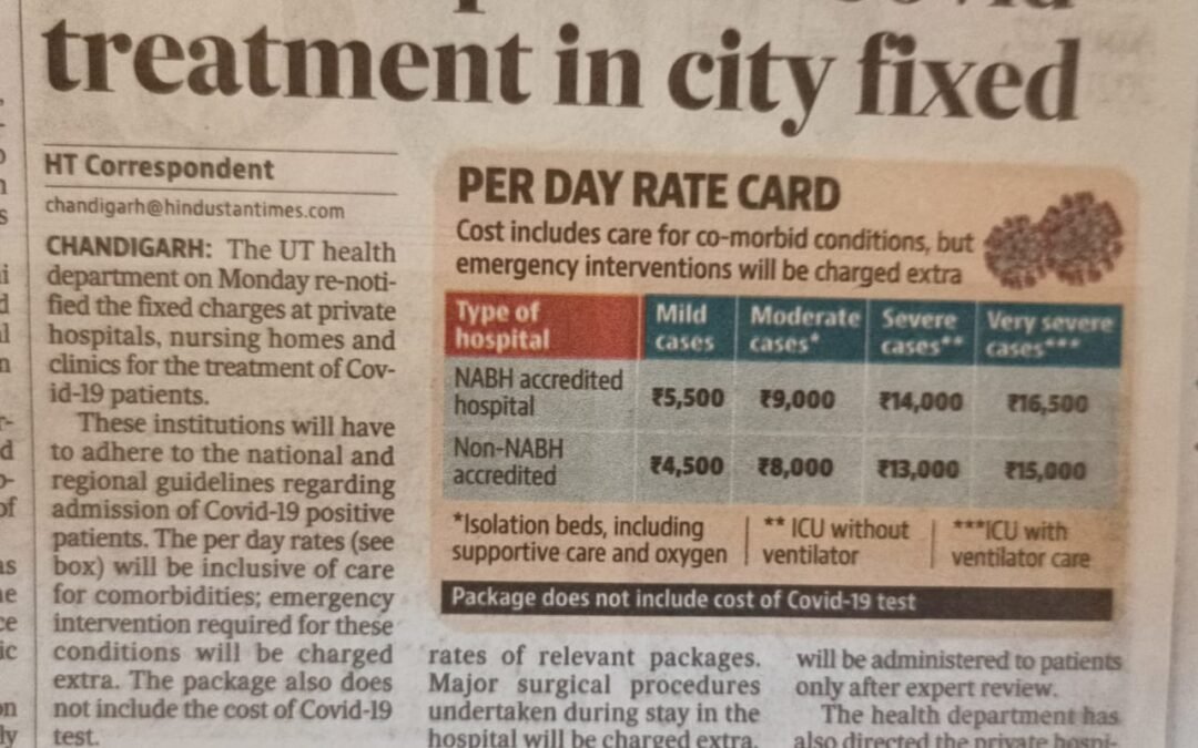 UT HEALTH DEPT. HAS BROUGHT TO THE NOTICE OF  PUBLIC THE CHARGES FOR TREATMENT OF COVID-19 PATIENTS