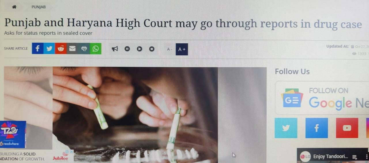 Update*** Punjab and Haryana High Court may go through reports in drug case